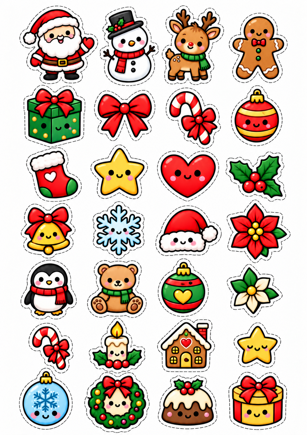Cartela 02 já pintada em cores, com vinte e oito personagens de Natal